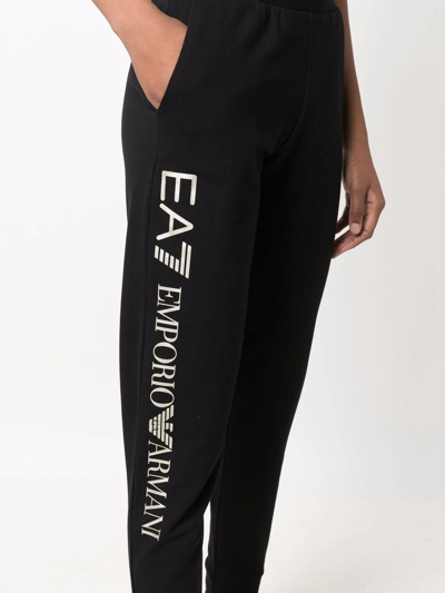 Shop Ea7 Logo-print Tapered Joggers In Black