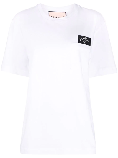 Plan C Pili & Bianca Patch Jersey T-shirt In Weiss