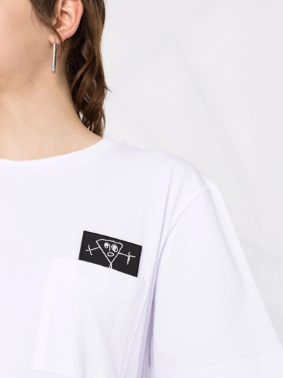Plan C Pili & Bianca Patch Jersey T-shirt In Weiss