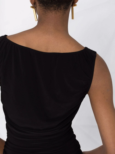 Shop Norma Kamali Tara Side Drape Asymmetric Gown In Schwarz