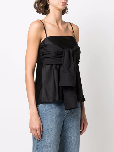 Shop Mm6 Maison Margiela Tie-fastening Slip Top In Schwarz