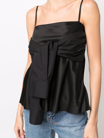 Shop Mm6 Maison Margiela Tie-fastening Slip Top In Schwarz