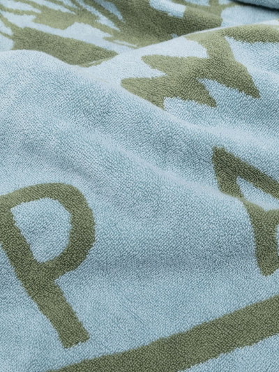 Shop Kenzo Cotton Woven-logo Beach Towel In Blau