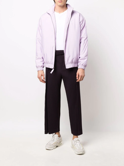 Shop Nike Swoosh-print Bomber Jacket In Violett