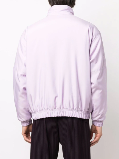 Shop Nike Swoosh-print Bomber Jacket In Violett