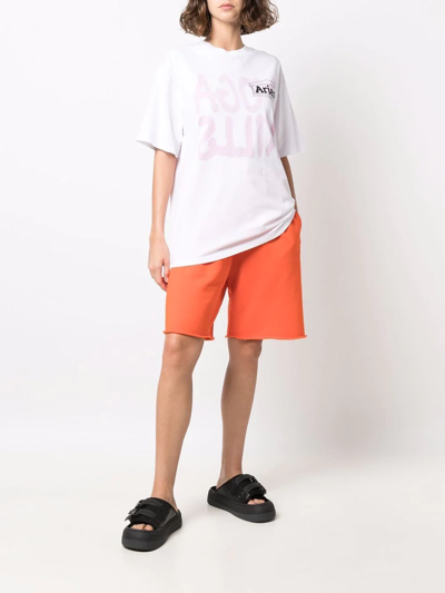 Shop Aries Logo-print Track Shorts In Orange