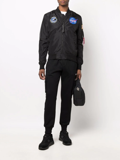 Alpha Industries Ma-1 Tt Nasa Reversible Black Nylon Reversible Nasa Bomber Jacket - Ma-1 Tt Nasa Reversible In Schwarz