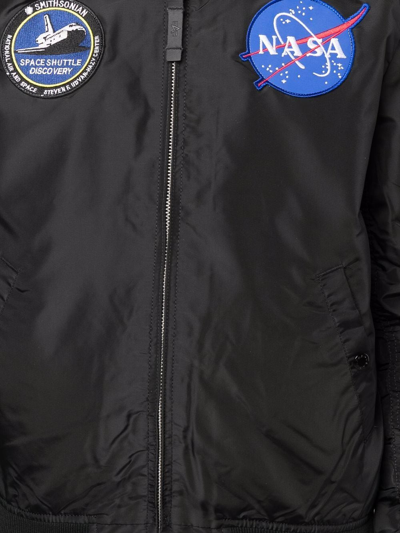 Alpha Industries Ma-1 Tt Nasa Reversible Black Nylon Reversible Nasa Bomber Jacket - Ma-1 Tt Nasa Reversible In Schwarz