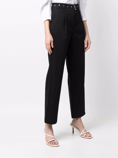 Shop Michael Michael Kors High-waisted Straight-leg Trousers In Schwarz