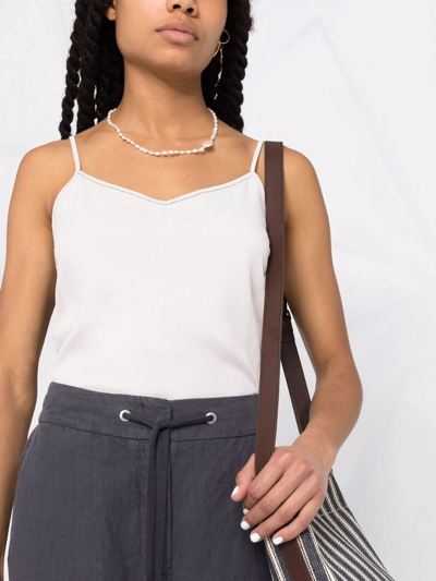 Fabiana Filippi Bead-detail V-neck Tank Top In Grey