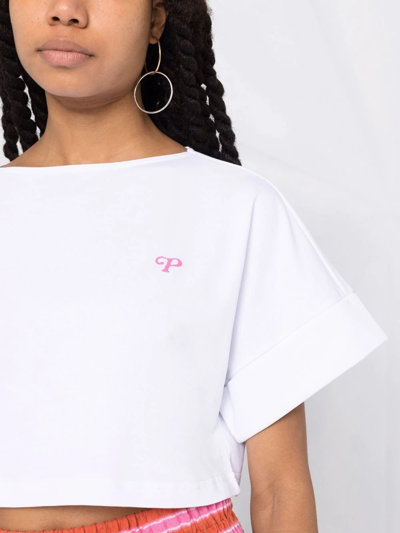 Shop Philosophy Di Lorenzo Serafini Cropped Logo-print T-shirt In Weiss