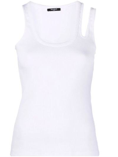 Shop Balmain Cut-out Vest Top In Weiss