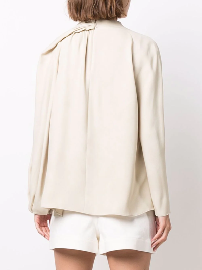 Fendi Brush-print Draped Cady Top In Nude
