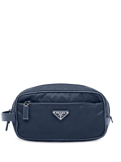 Shop Prada Re-nylon Cosmetic Pouch In Blau