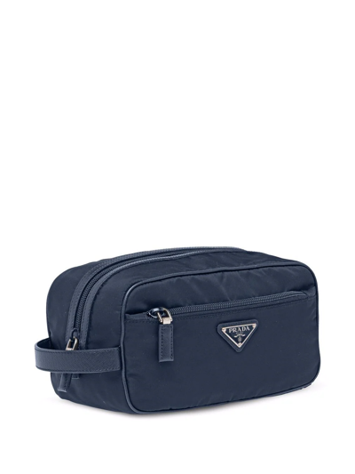 Shop Prada Re-nylon Cosmetic Pouch In Blau