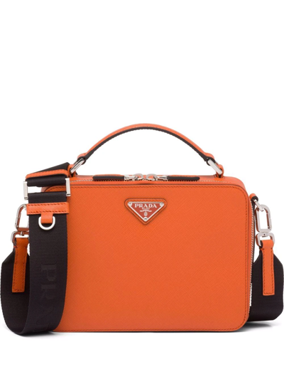 Shop Prada Brique Shoulder Bag In Orange