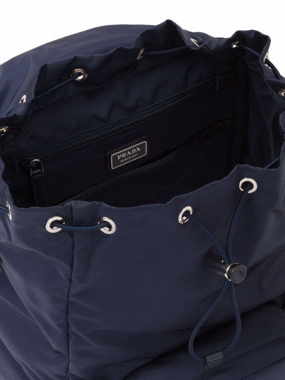Prada Mens Blue Re-nylon Large Recycled-nylon And Leather Backpack In Blau