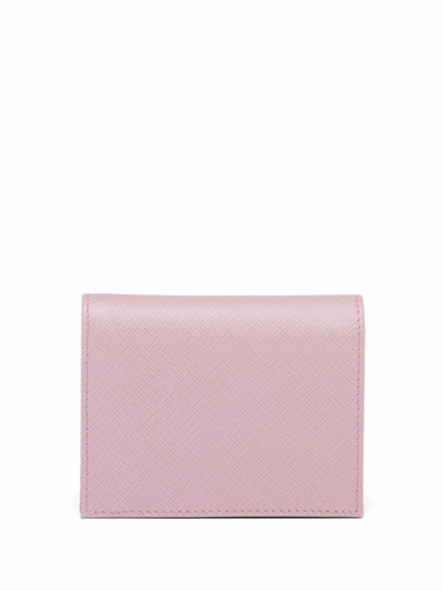 Shop Prada Logo-lettering Compact Wallet In Rosa