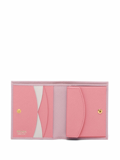 Shop Prada Logo-lettering Compact Wallet In Rosa