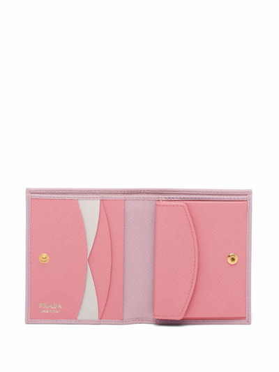 Prada Logo-lettering Compact Wallet In Rosa