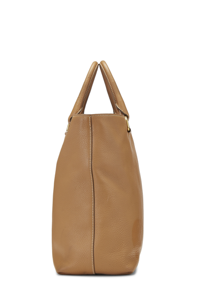 Pre-owned Prada Tan Vitello Daino Shopping Tote