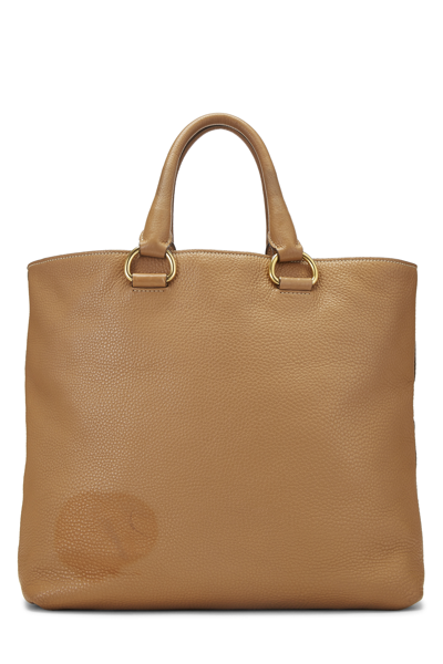 Pre-owned Prada Tan Vitello Daino Shopping Tote