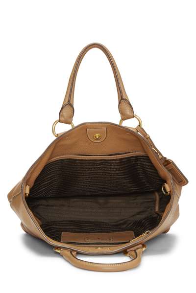 Pre-owned Prada Tan Vitello Daino Shopping Tote