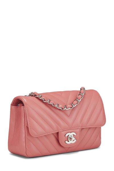 Chanel Pink Mini Classic Square Lambskin Single Flap Leather ref.968065 -  Joli Closet