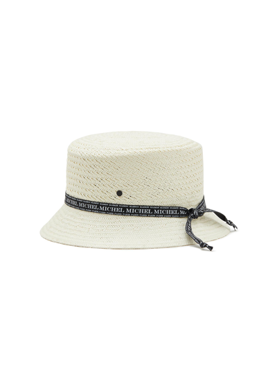 Shop Maison Michel 'axel' Rollable Paper Straw Bucket Hat In White