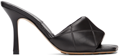 Shop Bottega Veneta Black ‘the Rubber Lido' Heeled Sandals In 1000 Black