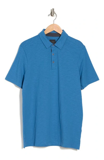 Shop 14th & Union Short Sleeve Slub Polo In Blue Vallarta
