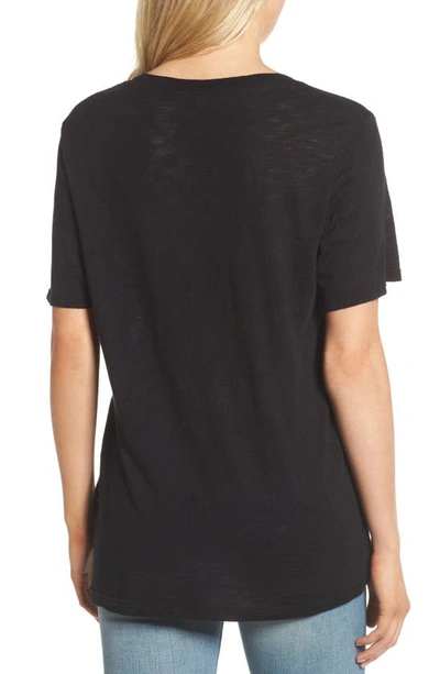 Splendid Cotton Modal Slub V Tee In Black