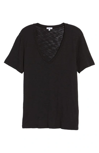 Splendid Cotton Modal Slub V Tee In Black