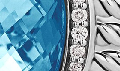 Shop David Yurman Wheaton Petite Ring With Semiprecious Stone & Diamonds In Hampton Blue Topaz