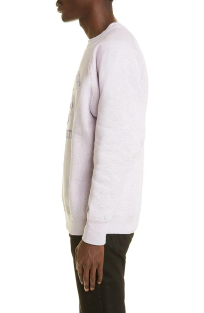 Shop Saint Laurent Oversize Université Crest Organic Cotton Crewneck Sweatshirt In Lilac
