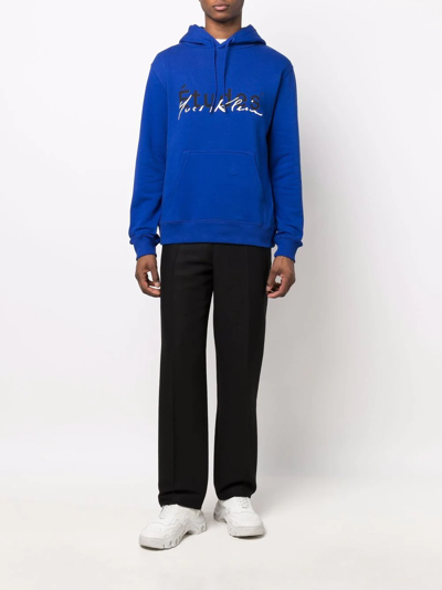 Shop Etudes Studio Logo-print Organic-cotton Hoodie In Blau