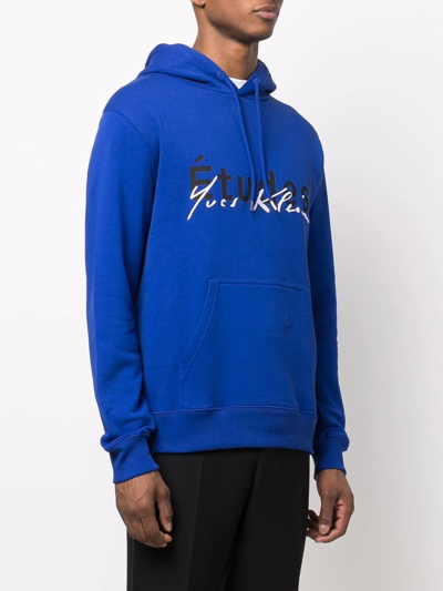 Shop Etudes Studio Logo-print Organic-cotton Hoodie In Blau