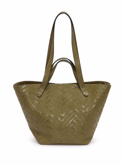 Shop Jw Anderson Double Handle Belt Tote Bag In Green