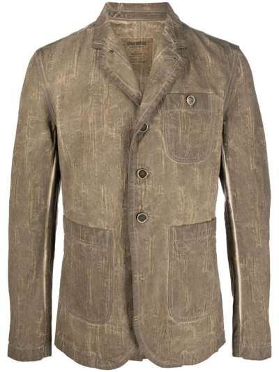 Shop Uma Wang Distressed-effect Single-breasted Blazer In Nude