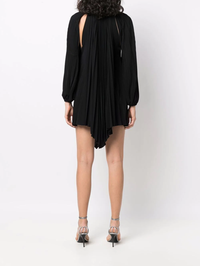 Shop Alexandre Vauthier Crystal-embellished Pleated Mini Dress In Black