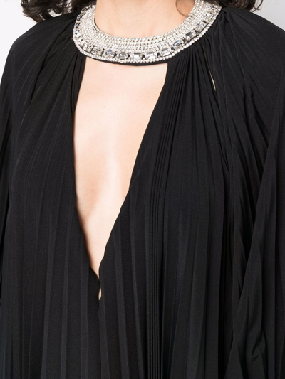 Shop Alexandre Vauthier Crystal-embellished Pleated Mini Dress In Black
