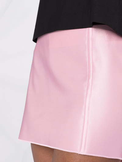 Shop Prada Draped Satin Mini Skirt In Rosa