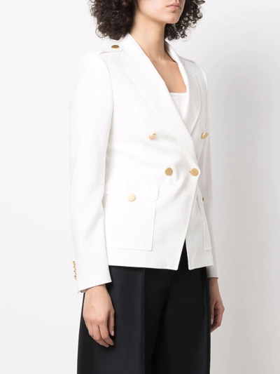 Shop Tagliatore Double-breasted Blazer In Weiss