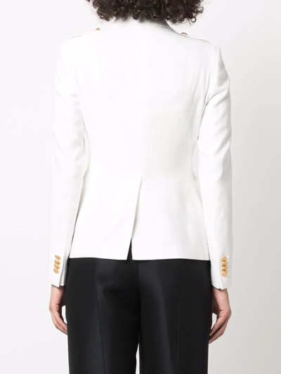 Shop Tagliatore Double-breasted Blazer In Weiss