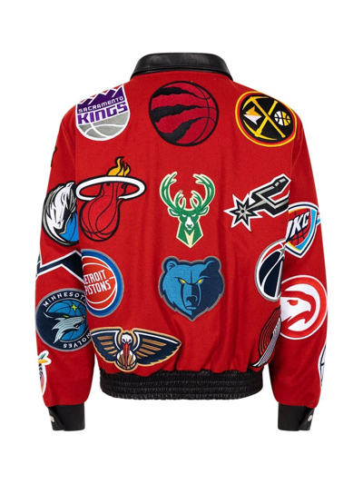 Shop Jeff Hamilton Nba Collage Wool Bomber Jacket In Red