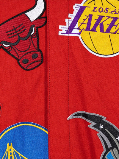 Jeff Hamilton Nba Wool Leather-trim Jacket In Red