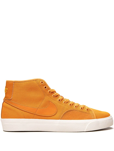 Shop Nike Blazer Court Mid Premium Sb "light Curry" Sneakers In Orange
