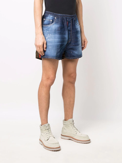 Shop Dsquared2 Distressed Panelled Denim Shorts In Blau