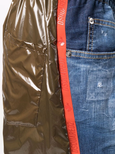 Dsquared2 Distressed Panelled Denim Shorts In Blau