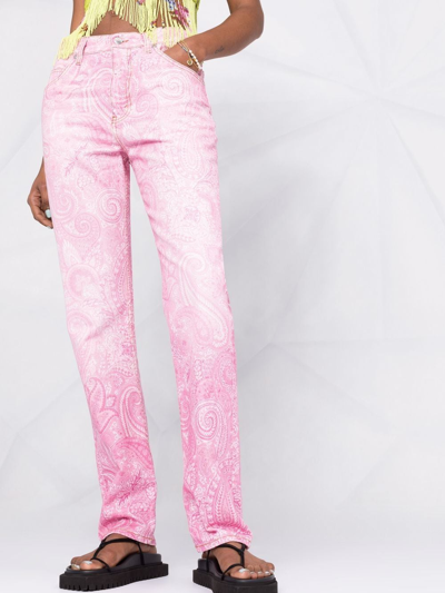 Shop Etro Paisley-print Straight-leg Jeans In Rosa